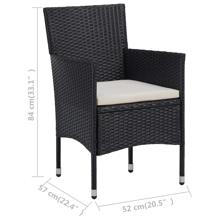 Set da Pranzo per Giardino 11 pz in Polyrattan Nero cod mxl 44975