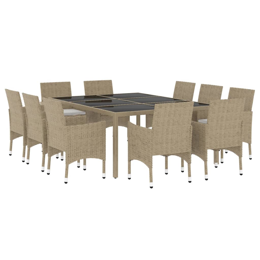 Set da Pranzo per Giardino 11 pz in Polyrattan Beige 3058564