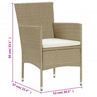 Set da Pranzo per Giardino 11 pz in Polyrattan Beige 3058564