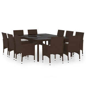 Set da Pranzo da Giardino in Polyrattan 11 pz Marrone 3058565