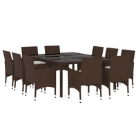 Set da Pranzo da Giardino in Polyrattan 11 pz Marrone 3058565