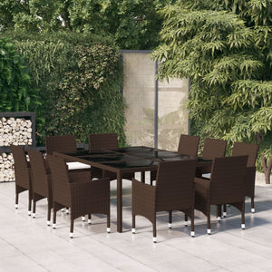 Set da Pranzo da Giardino in Polyrattan 11 pz Marrone 3058565