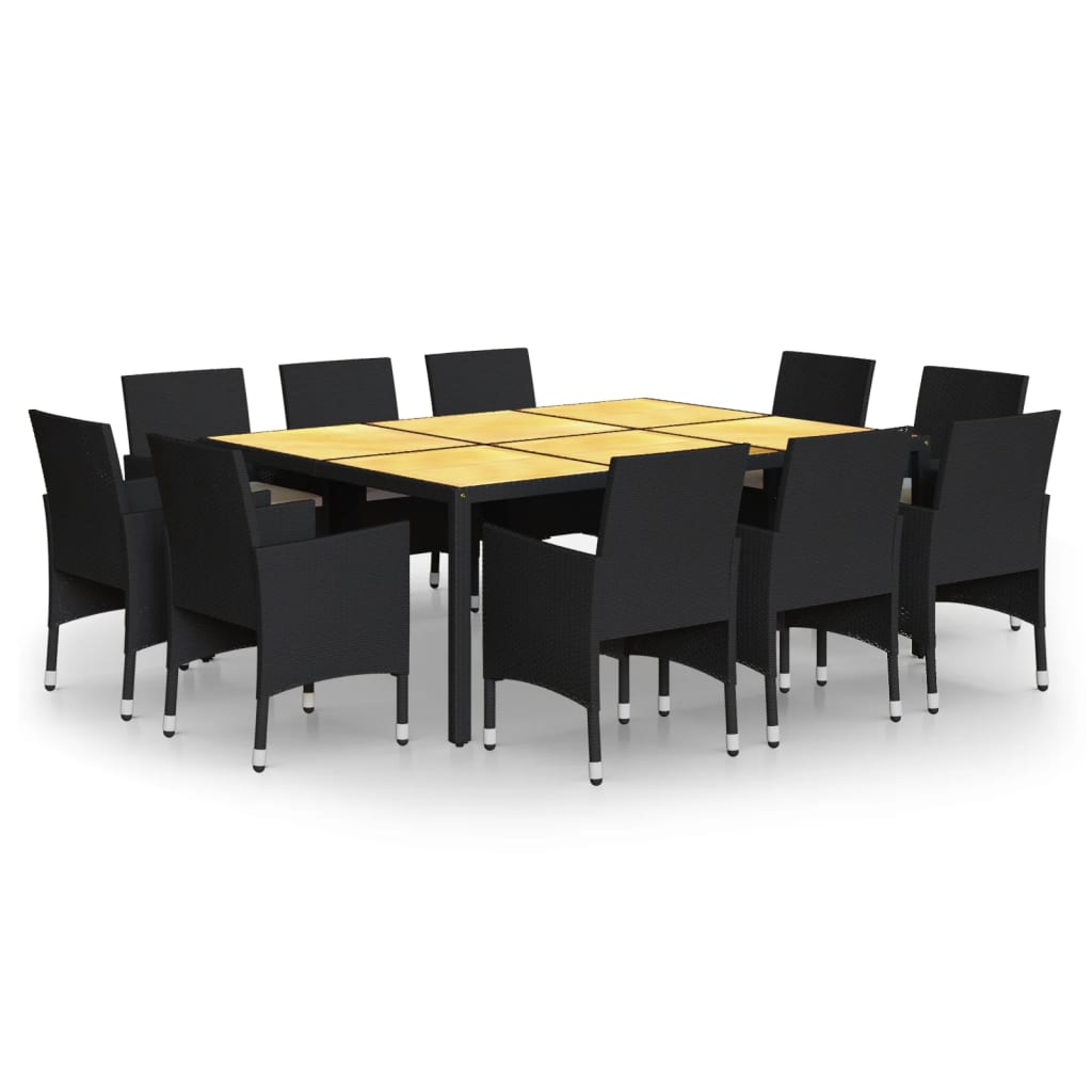 Set da Pranzo per Giardino 11 pz in Polyrattan Nero 3058566