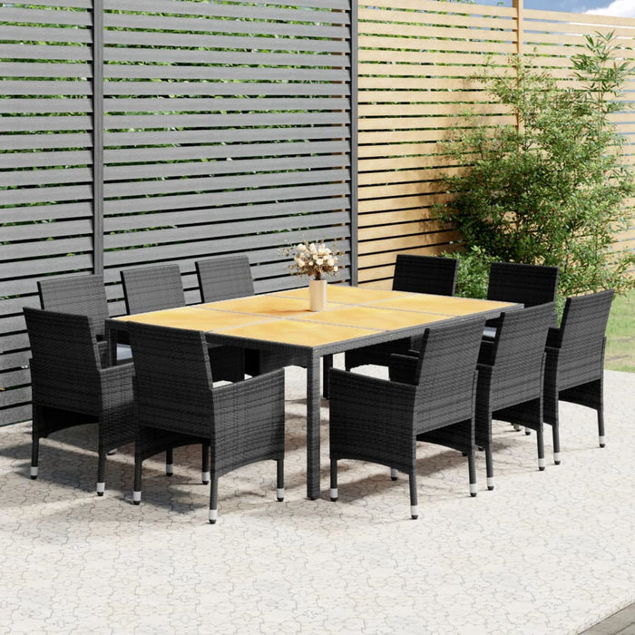 Set da Pranzo per Giardino 11 pz in Polyrattan Grigio 3058567