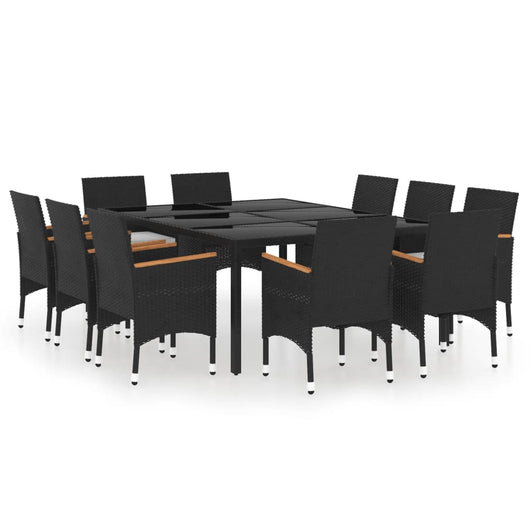 Set da Pranzo per Giardino 11 pz in Polyrattan Nero 3058568