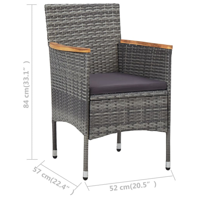 Set da Pranzo per Giardino 11 pz in Polyrattan Grigio cod mxl 41765