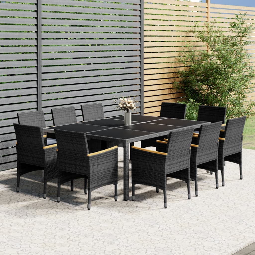 Set da Pranzo per Giardino 11 pz in Polyrattan Grigio cod mxl 41765