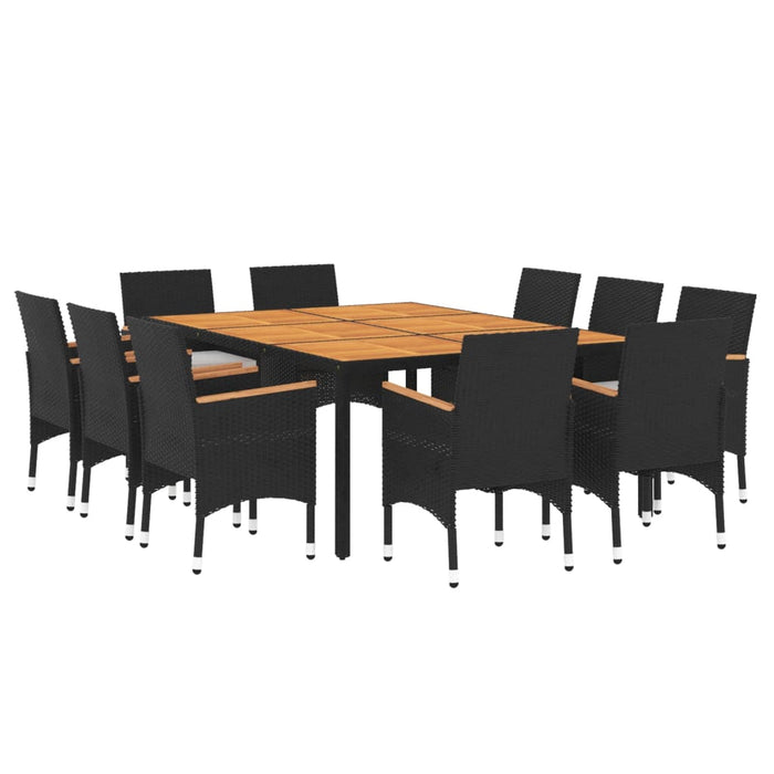 Set da Pranzo per Giardino 11 pz in Polyrattan Nero cod mxl 44986