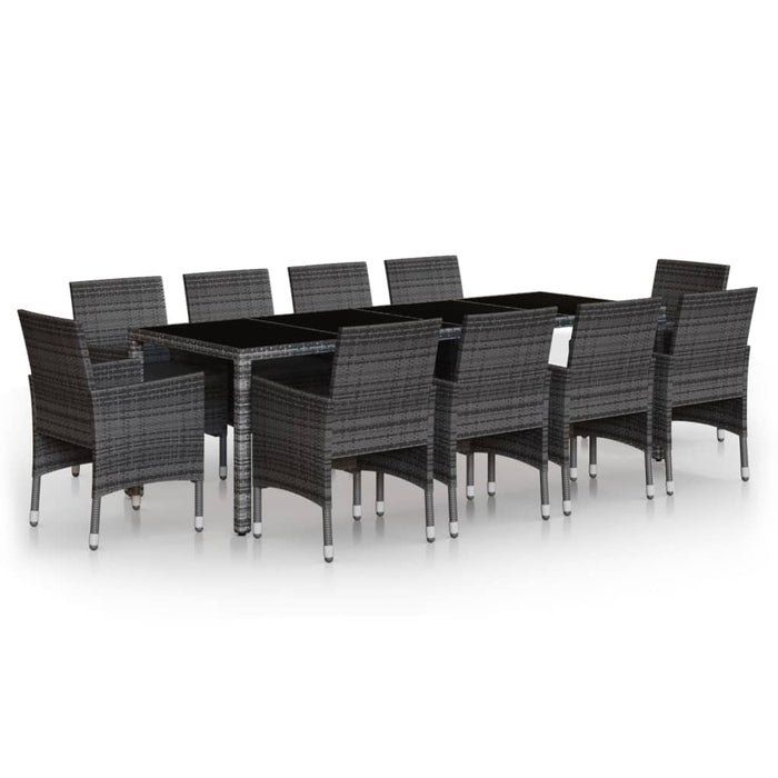 Set da Pranzo per Giardino 11 pz in Polyrattan Grigio 3058573