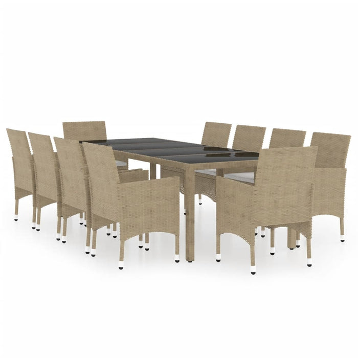 Set da Pranzo per Giardino 11 pz in Polyrattan Beige cod mxl 41771