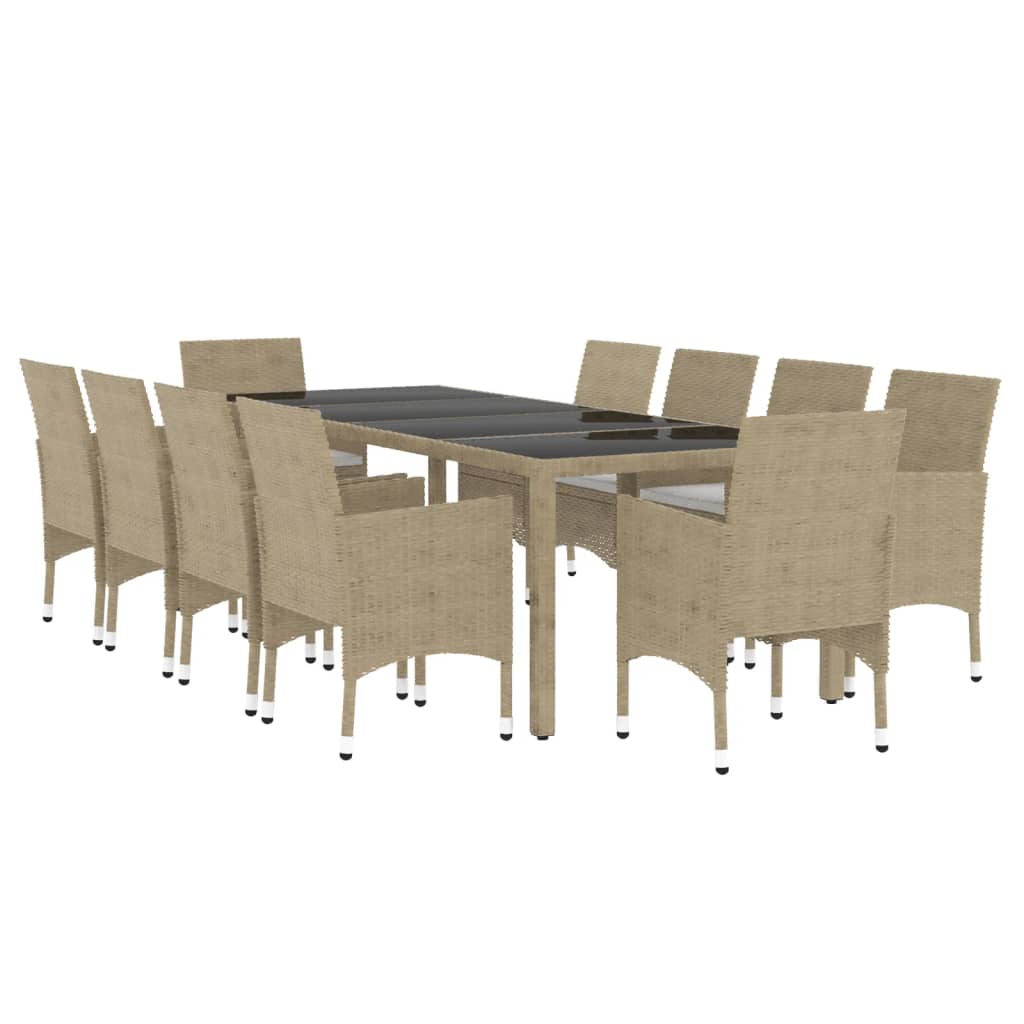 Set da Pranzo per Giardino 11 pz in Polyrattan Beige cod mxl 41771