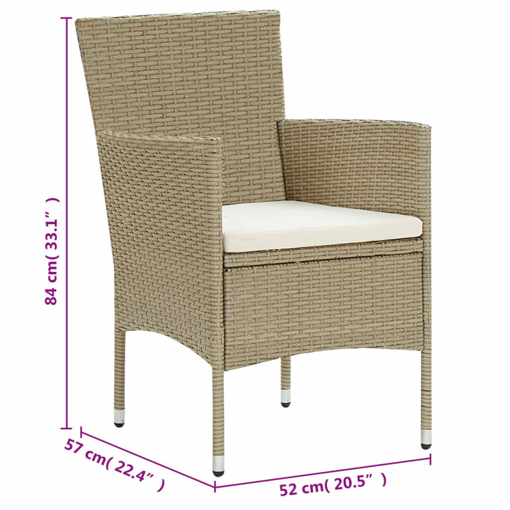 Set da Pranzo per Giardino 11 pz in Polyrattan Beige cod mxl 41771