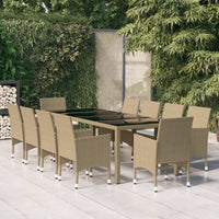 Set da Pranzo per Giardino 11 pz in Polyrattan Beige cod mxl 41771