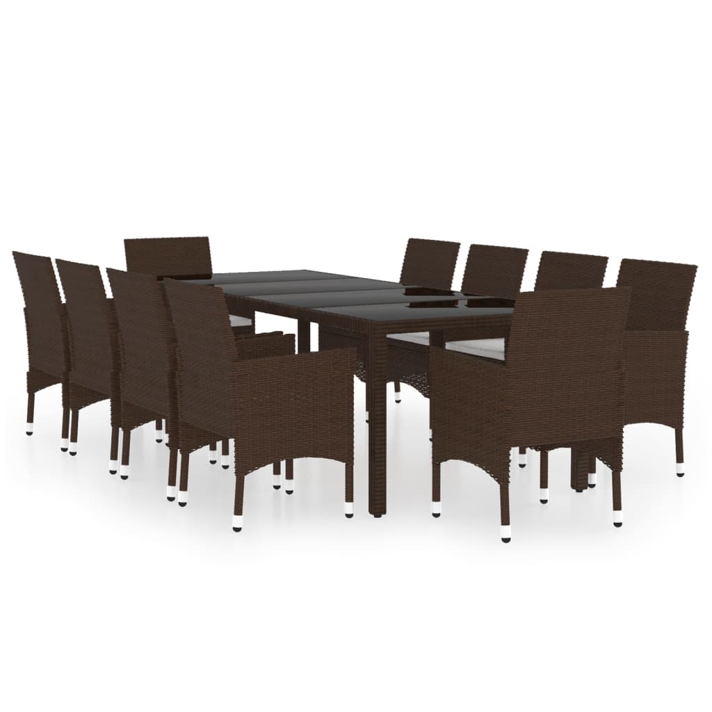 Set da Pranzo da Giardino 11 pz in Polyrattan Marrone 3058575