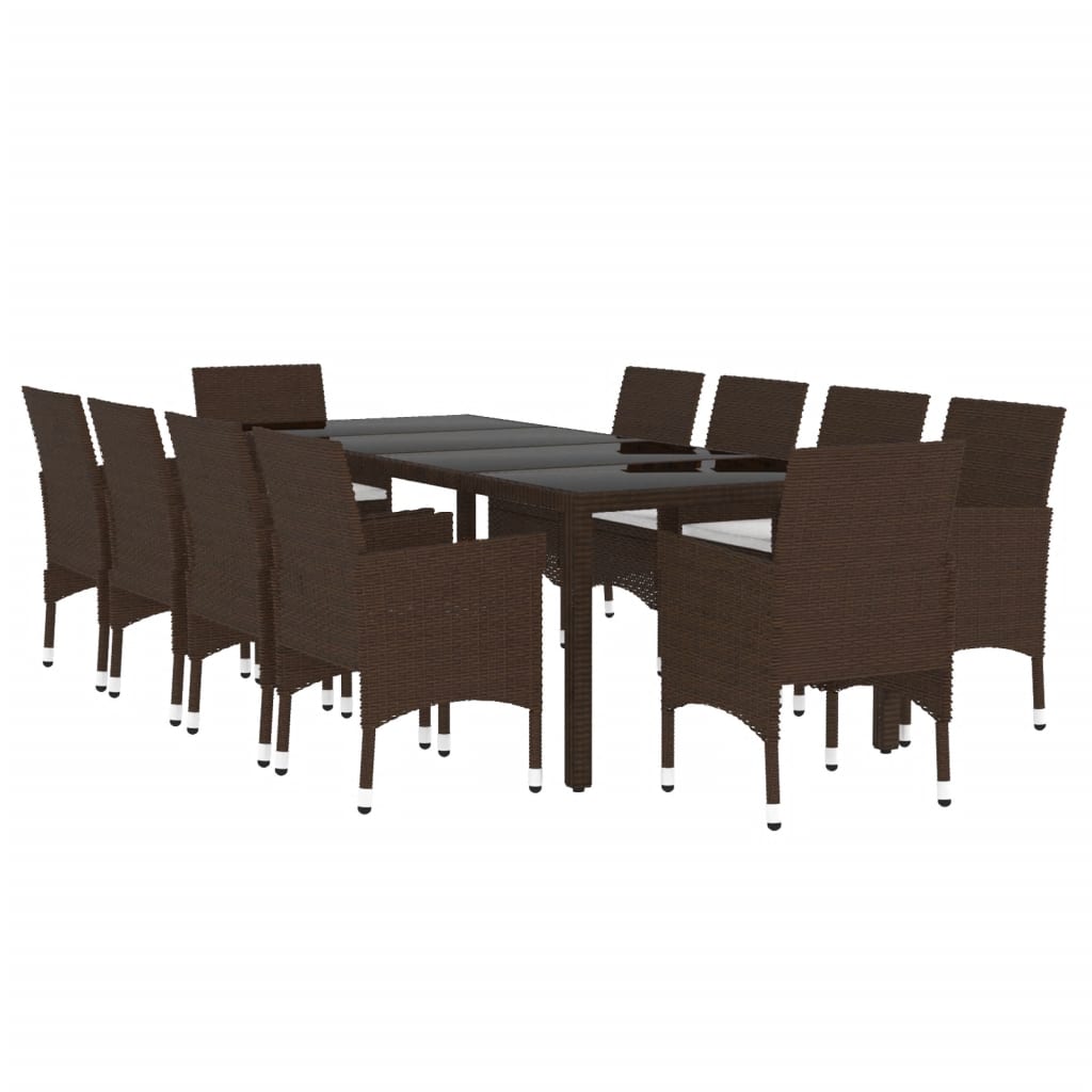 Set da Pranzo da Giardino 11 pz in Polyrattan Marrone 3058575