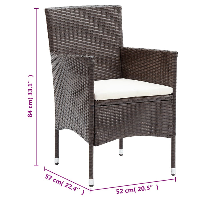 Set da Pranzo da Giardino 11 pz in Polyrattan Marrone 3058575