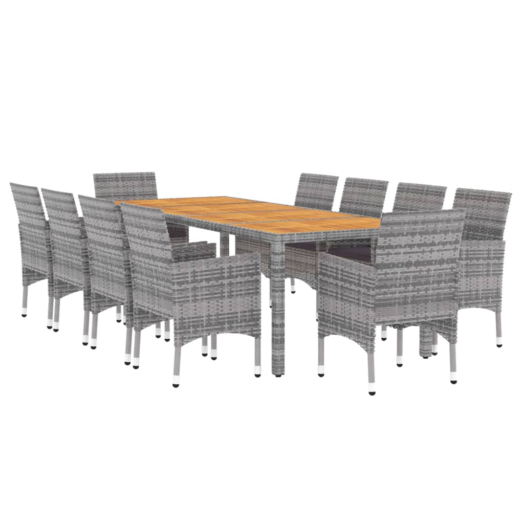 Set da Pranzo per Giardino 11 pz in Polyrattan Grigiocod mxl 69523