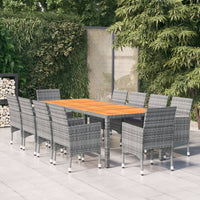 Set da Pranzo per Giardino 11 pz in Polyrattan Grigiocod mxl 69523