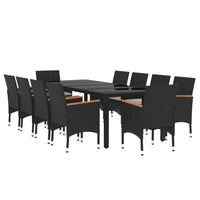 Set da Pranzo per Giardino 11 pz in Polyrattan Nero 3058578