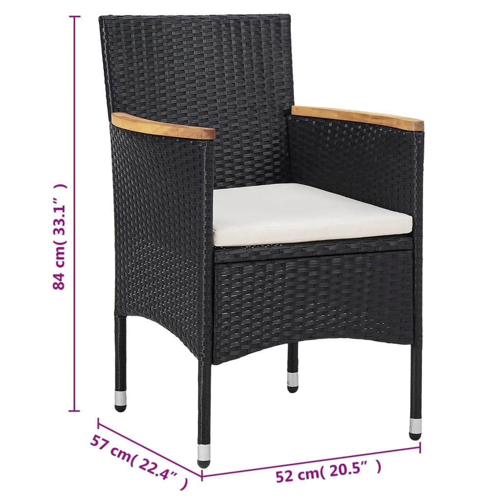 Set da Pranzo per Giardino 11 pz in Polyrattan Nero 3058578