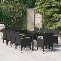 Set da Pranzo per Giardino 11 pz in Polyrattan Nero 3058578