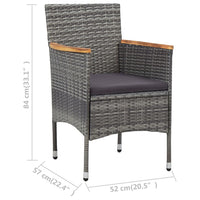 Set da Pranzo per Giardino 11 pz in Polyrattan Grigio