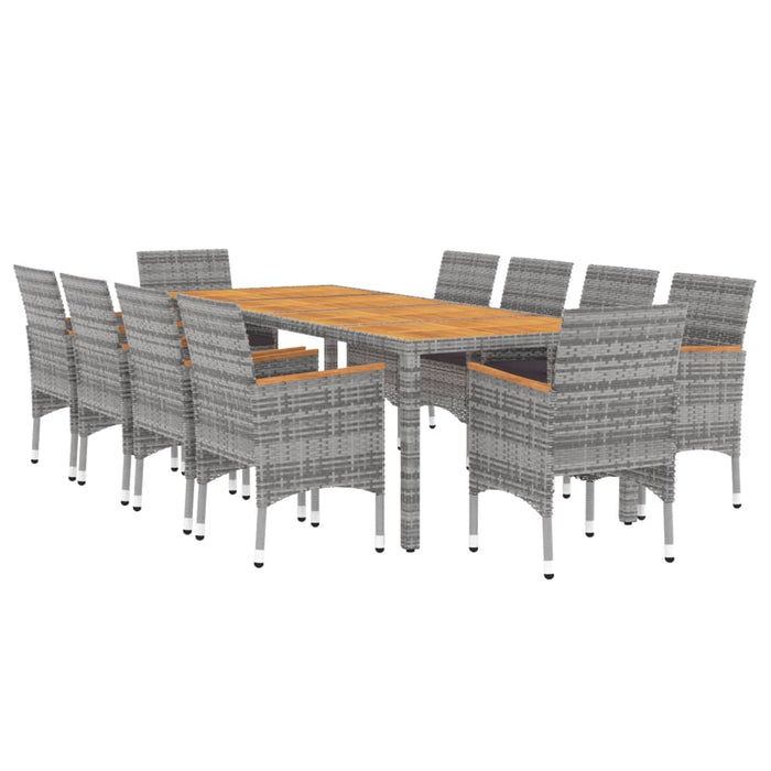 Set da Pranzo per Giardino 11 pz in Polyrattan Grigio 3058581