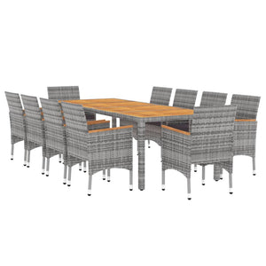 Set da Pranzo per Giardino 11 pz in Polyrattan Grigiocod mxl 93530