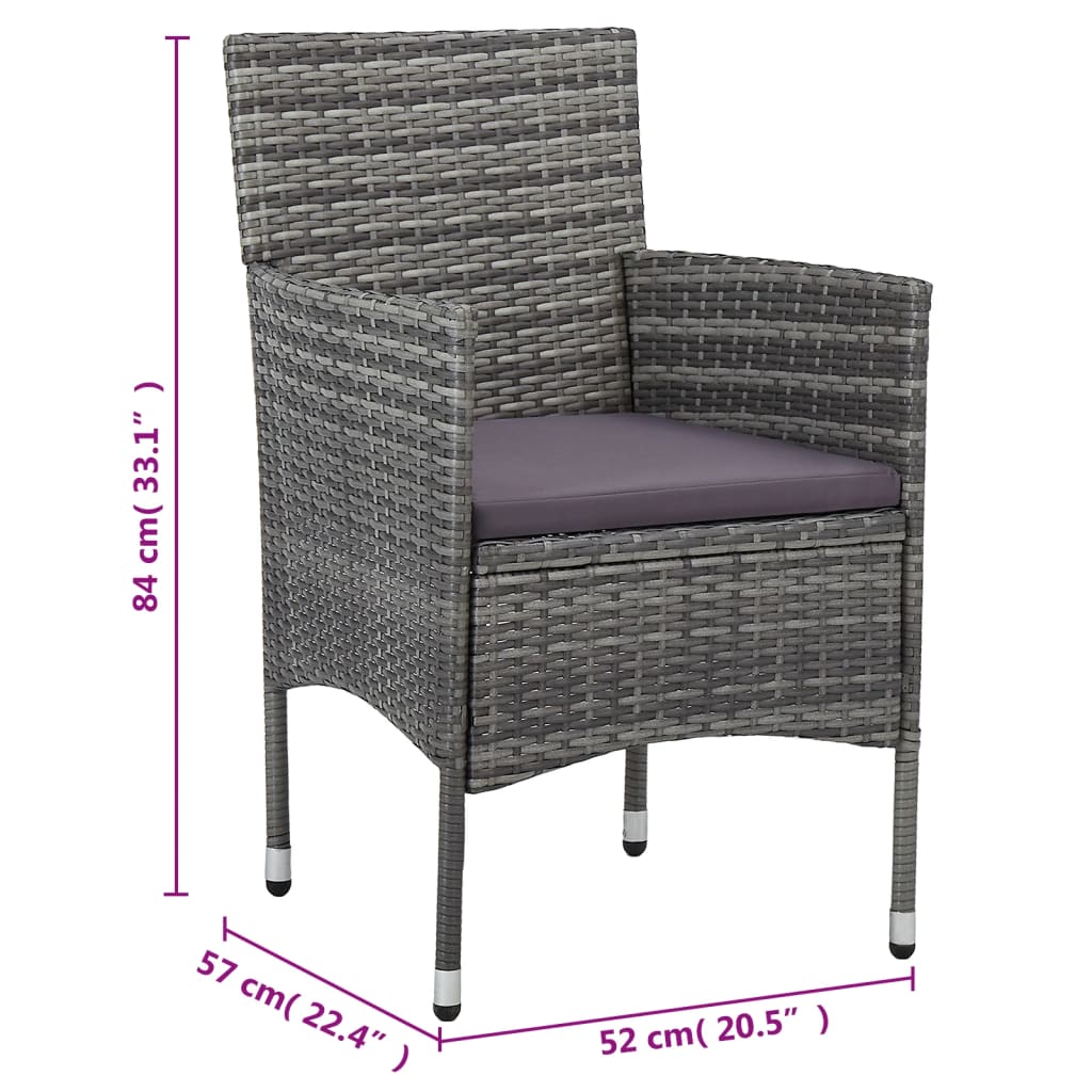 Set da Pranzo per Giardino 11 pz in Polyrattan Grigio 3058581