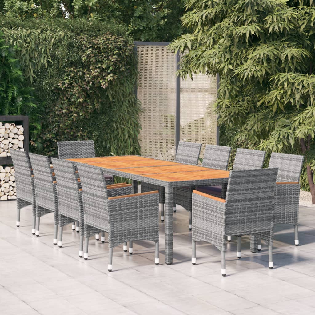 Set da Pranzo per Giardino 11 pz in Polyrattan Grigiocod mxl 93530