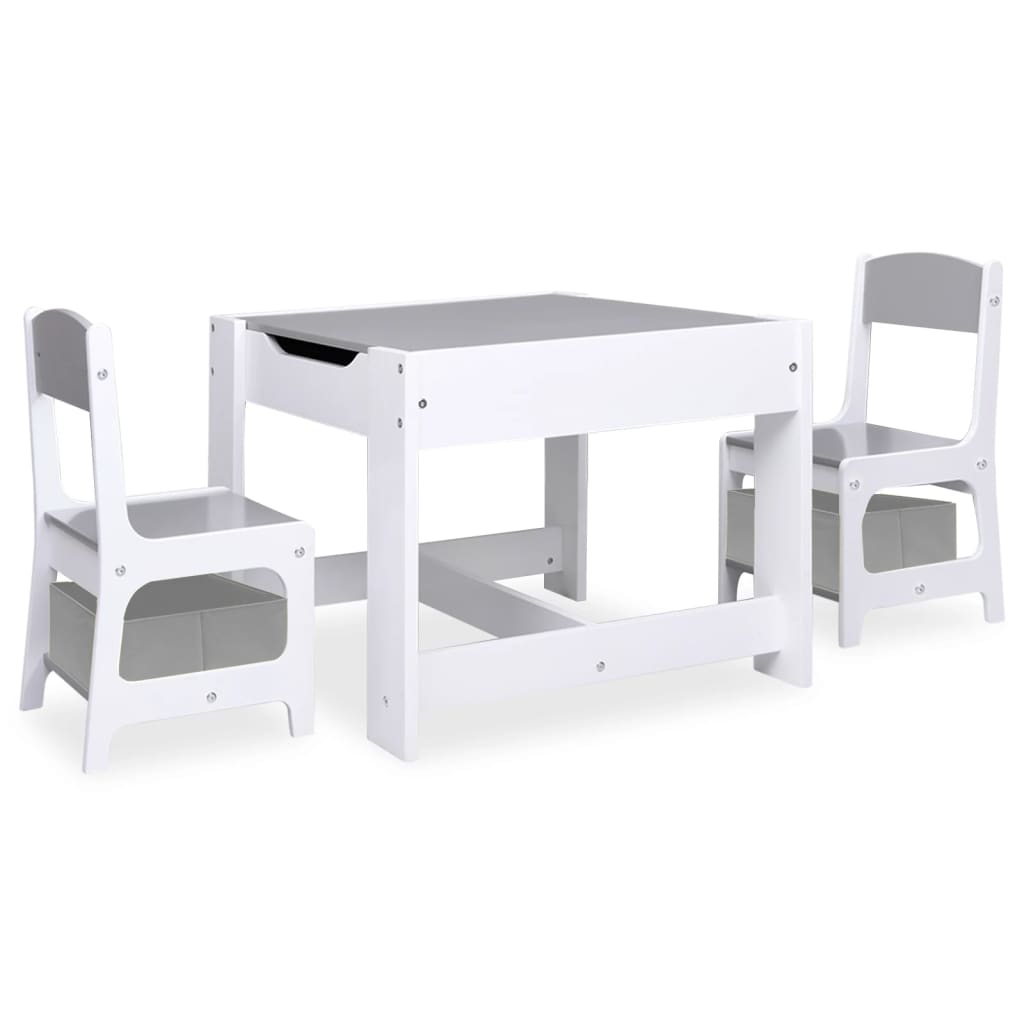 Tavolo per Bambini con 2 Sedie Bianco in MDF 80283