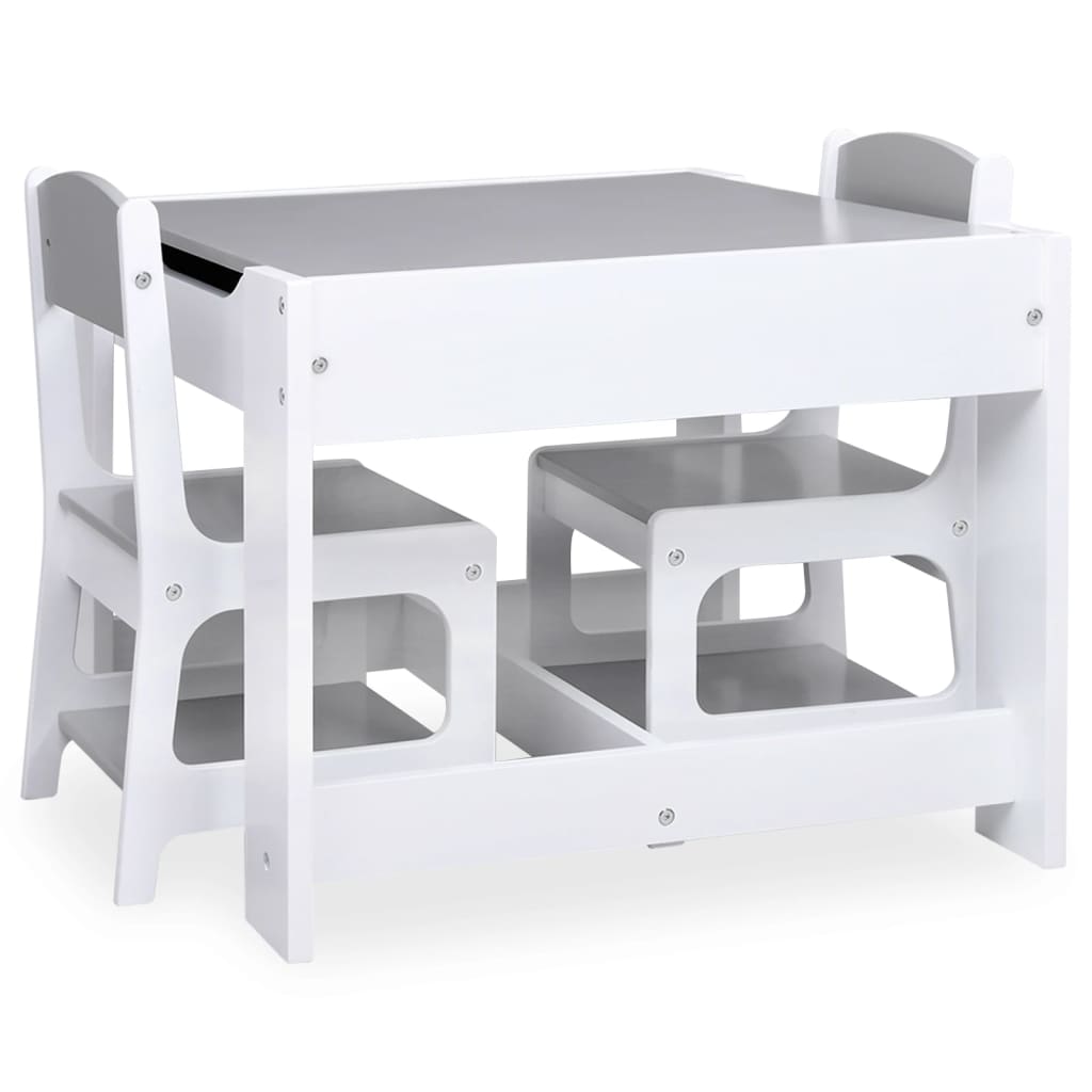 Tavolo per Bambini con 2 Sedie Bianco in MDF 80283