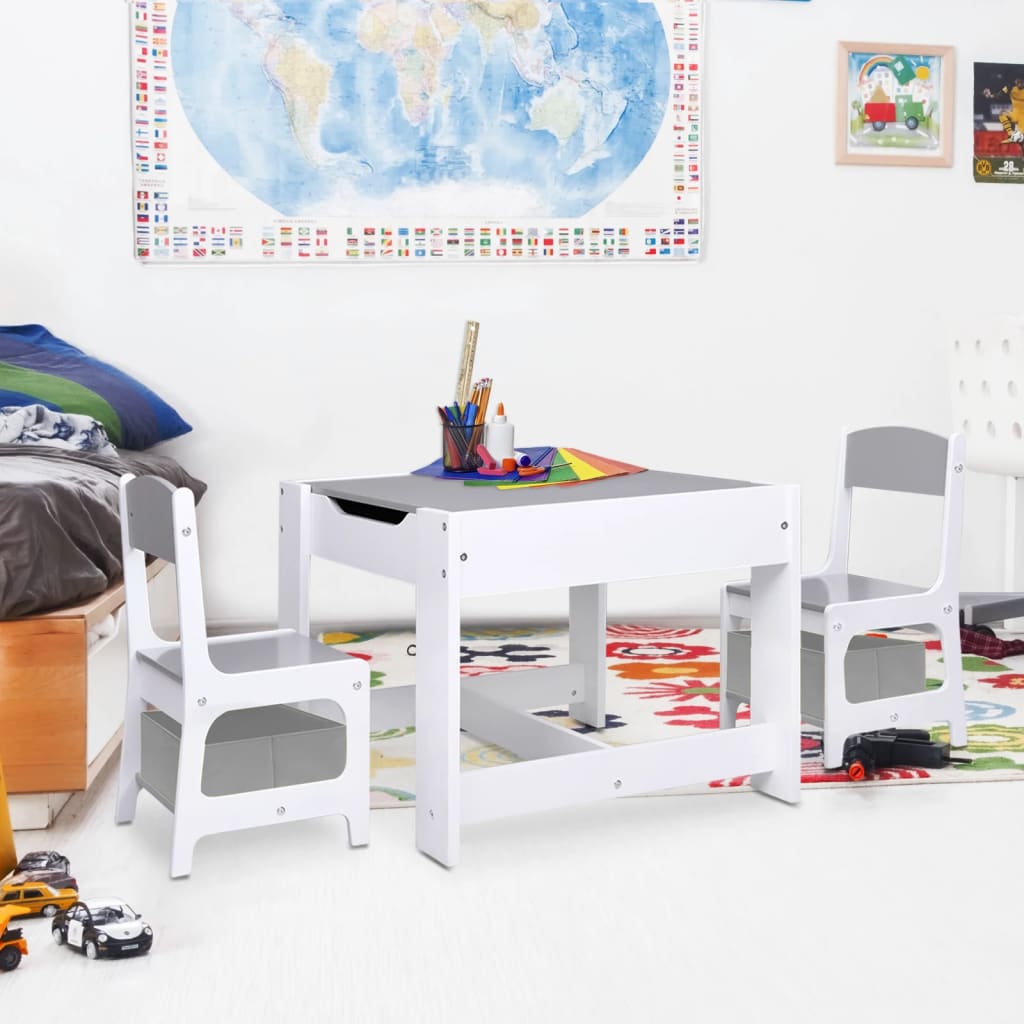 Tavolo per Bambini con 2 Sedie Bianco in MDF 80283