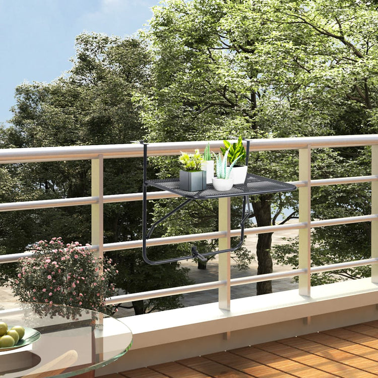 Tavolo da Balcone Nero 60x40 cm in Acciaio cod mxl 52082