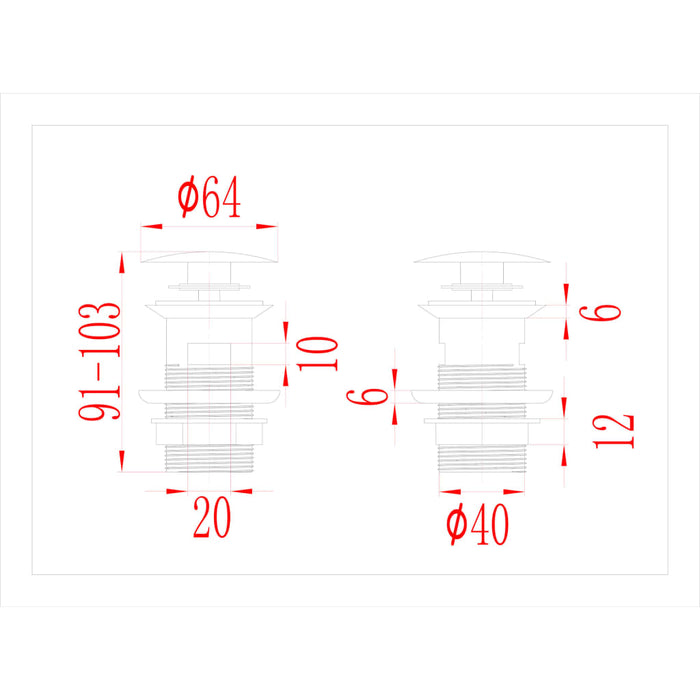 Scarico a Pressione Funzione Troppopieno Cromo 6,4x6,4x9,1cm 149055