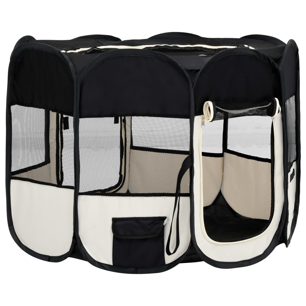 Box per Cani Pieghevole con Borsa Trasporto Nero 90x90x58 cm cod mxl 39817