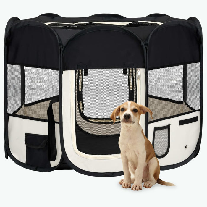 Box per Cani Pieghevole con Borsa Trasporto Nero 90x90x58 cm cod mxl 39817