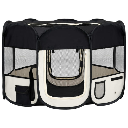 Box per Cani Pieghevole con Borsa Trasporto Nero 110x110x58 cm cod mxl 51633