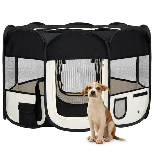 Box per Cani Pieghevole con Borsa Trasporto Nero 110x110x58 cm cod mxl 51633