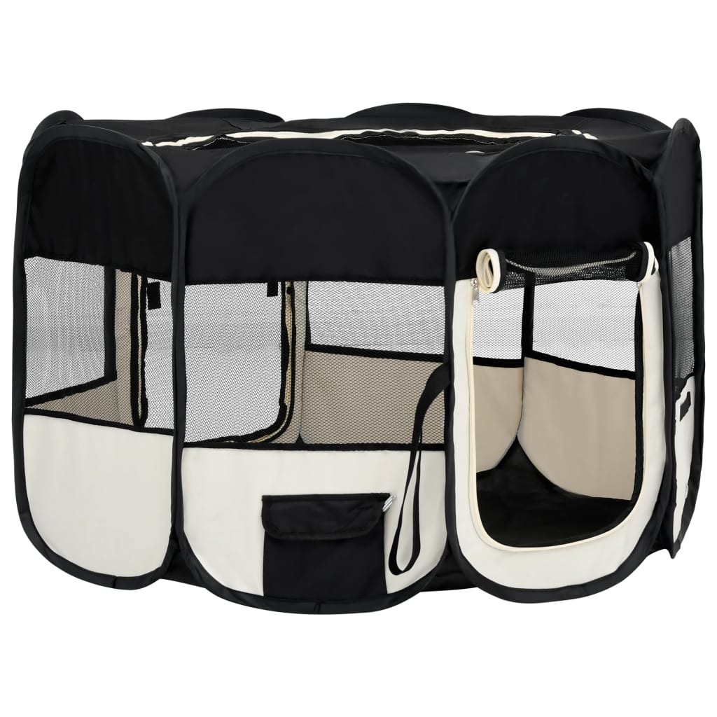 Box per Cani Pieghevole con Borsa Trasporto Nero 125x125x61 cm cod mxl 52341