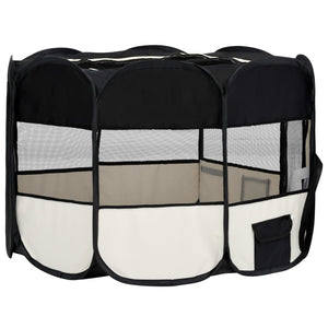 Box per Cani Pieghevole con Borsa Trasporto Nero 125x125x61 cm cod mxl 52341