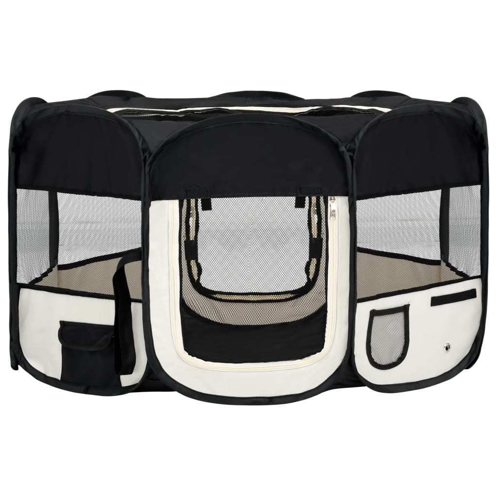 Box per Cani Pieghevole con Borsa Trasporto Nero 145x145x61 cm cod mxl 53776