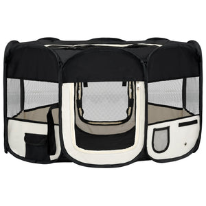 Box per Cani Pieghevole con Borsa Trasporto Nero 145x145x61 cm