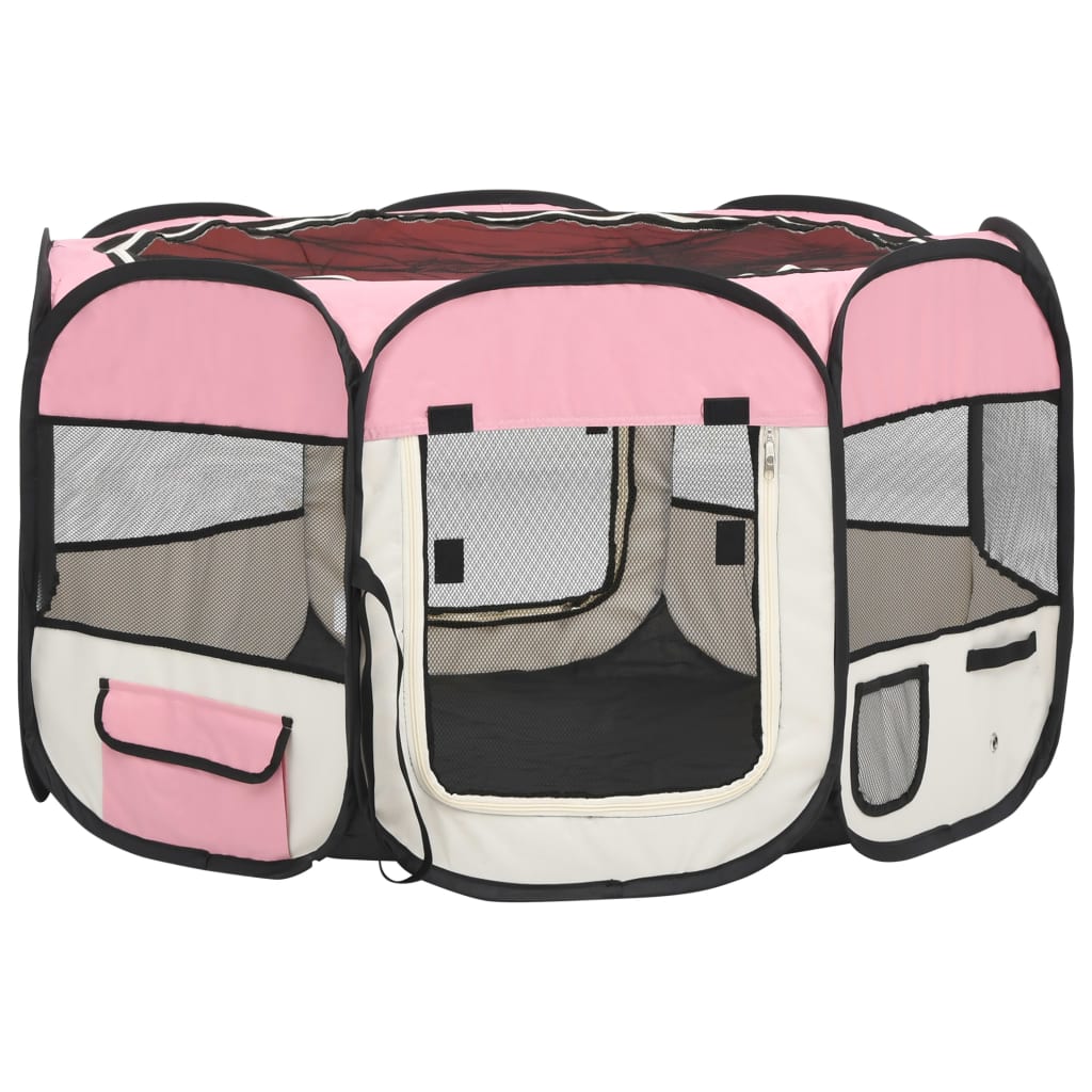 Box per Cani Pieghevole con Borsa Trasporto Rosa 110x110x58 cm cod mxl 53178