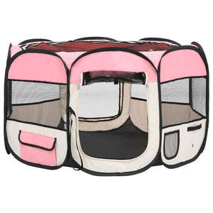 Box per Cani Pieghevole con Borsa Trasporto Rosa 110x110x58 cm cod mxl 53178