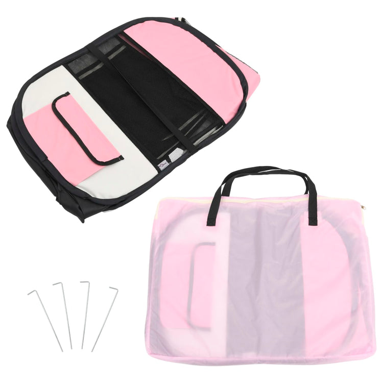 Box per Cani Pieghevole con Borsa Trasporto Rosa 110x110x58 cm cod mxl 53178