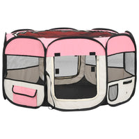 Box per Cani Pieghevole con Borsa Trasporto Rosa 125x125x61 cm