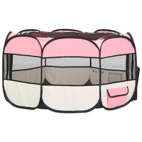 Box per Cani Pieghevole con Borsa Trasporto Rosa 125x125x61 cm