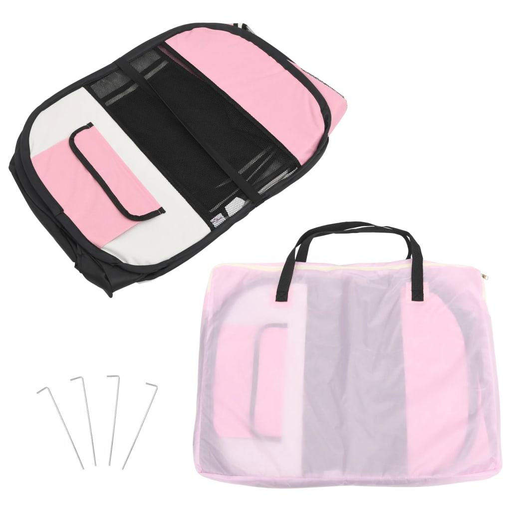 Box per Cani Pieghevole con Borsa Trasporto Rosa 145x145x61 cm