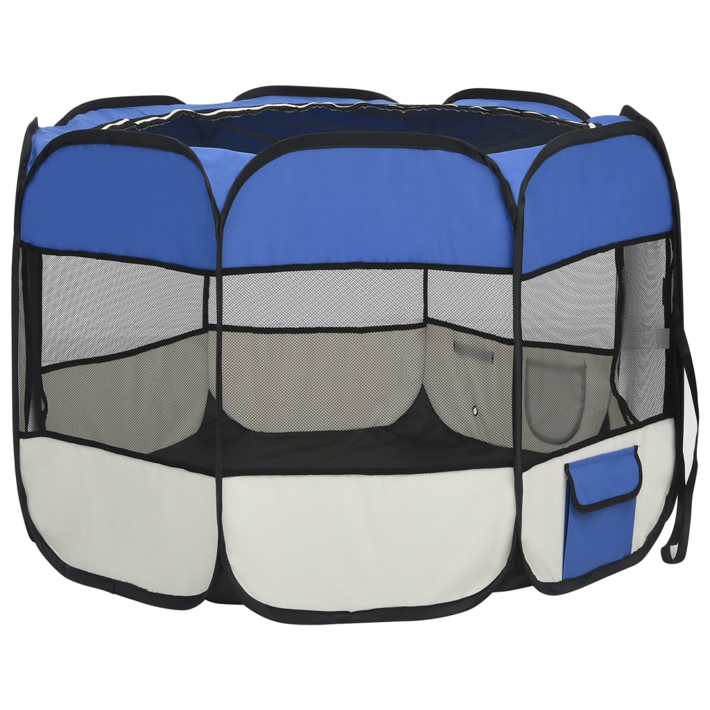 Box per Cani Pieghevole con Borsa Trasporto Blu 90x90x58 cm cod mxl 53515